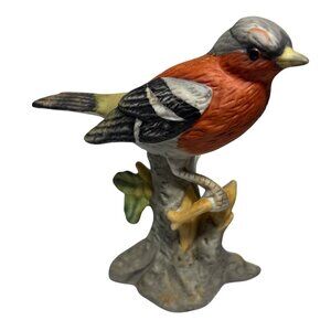 Chaffinch Bird Figurine Hand-Painted Porcelain Collectible 5" Tall